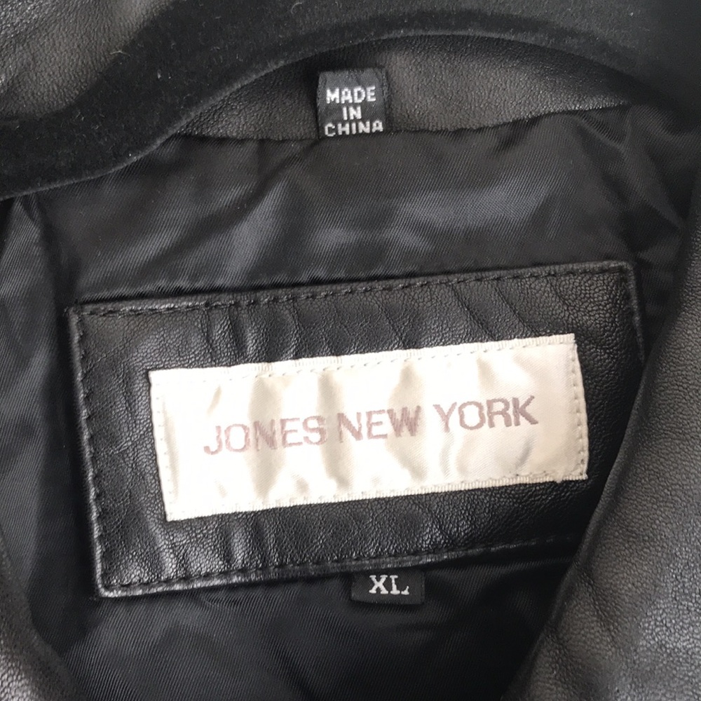 NWT Jones New York black leather jacket sz XL - Picture 3 of 7